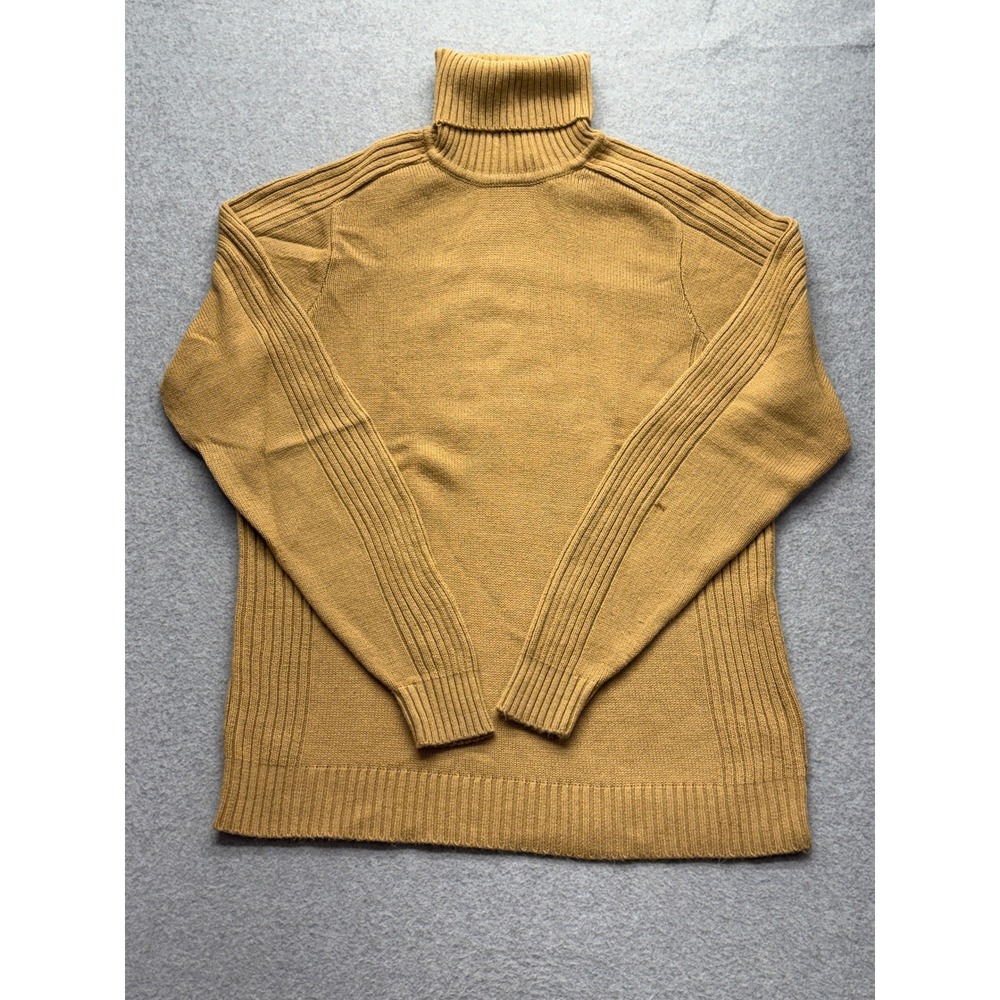Gochu by KBB Mustard Yellow Turtleneck Sweater Mens Large Ribbed Knit Acrylic